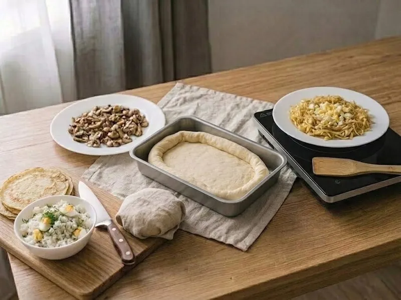 Выложите начинки слоями